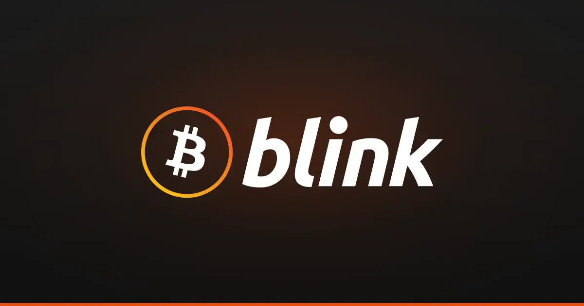 Blink Wallet Logo auf dunklem Hintergrund – Lightning-Wallet mit selbstverwahrten Konten Blink Wallet Logo auf dunklem Hintergrund – Lightning-Wallet mit selbstverwahrten Konten